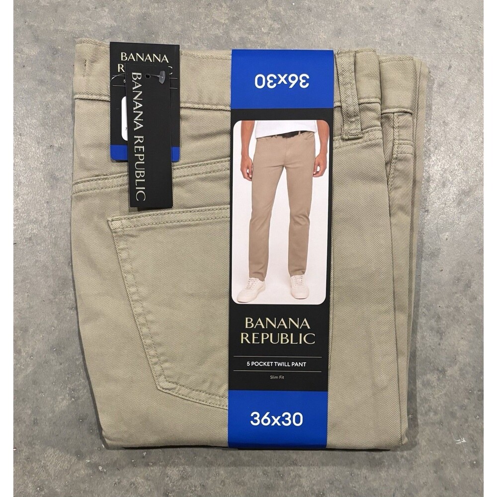NEW Banana Republic 5 Pocket Pants Slim Stretch Chinos Mens 36x30 Tan